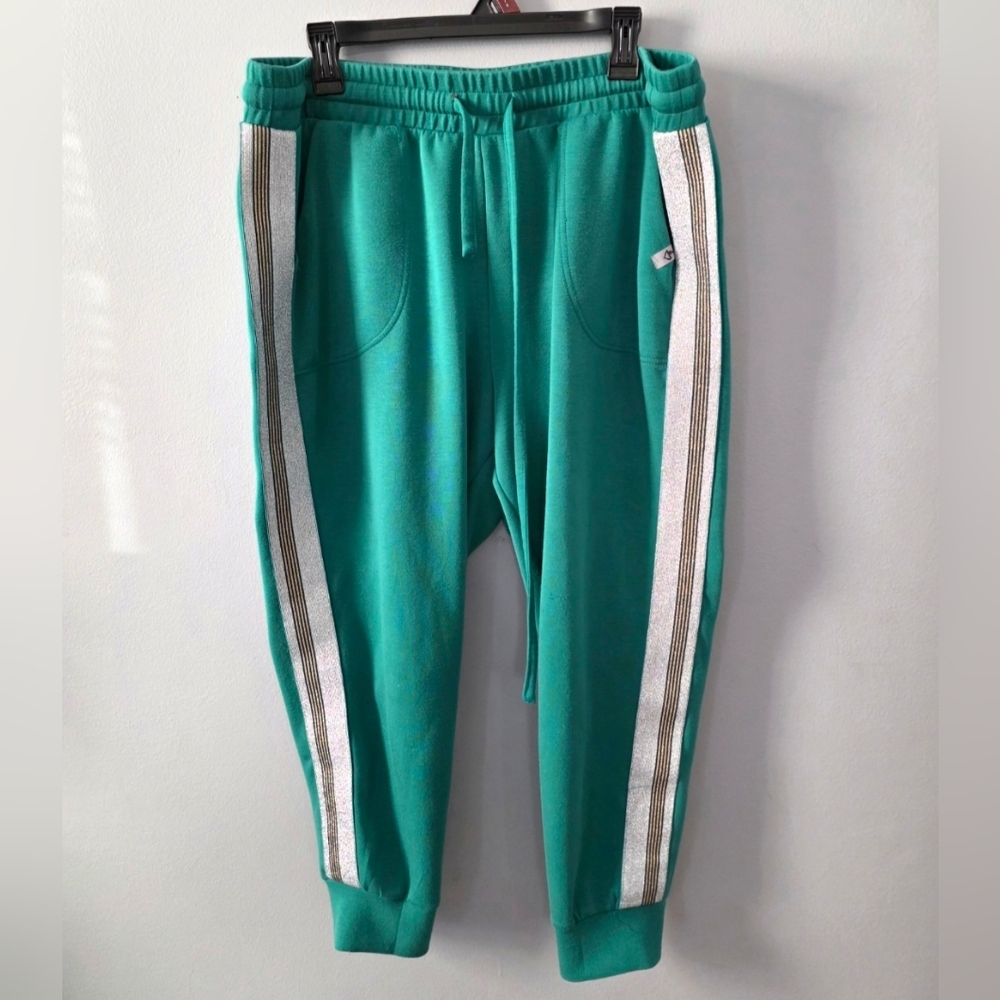 Torrid LoveSick Classic Fit Jogger Green with Glitter Stripe Size 2 18-20 - Picture 2 of 7